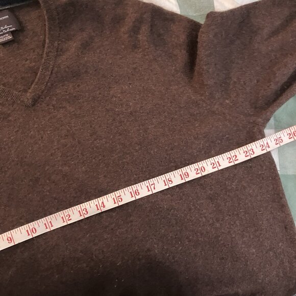 Black Brown 1826 Cashmere Sweater Mens XXL Brown 2 Ply Academia V-neck Grandpa - Picture 7 of 8